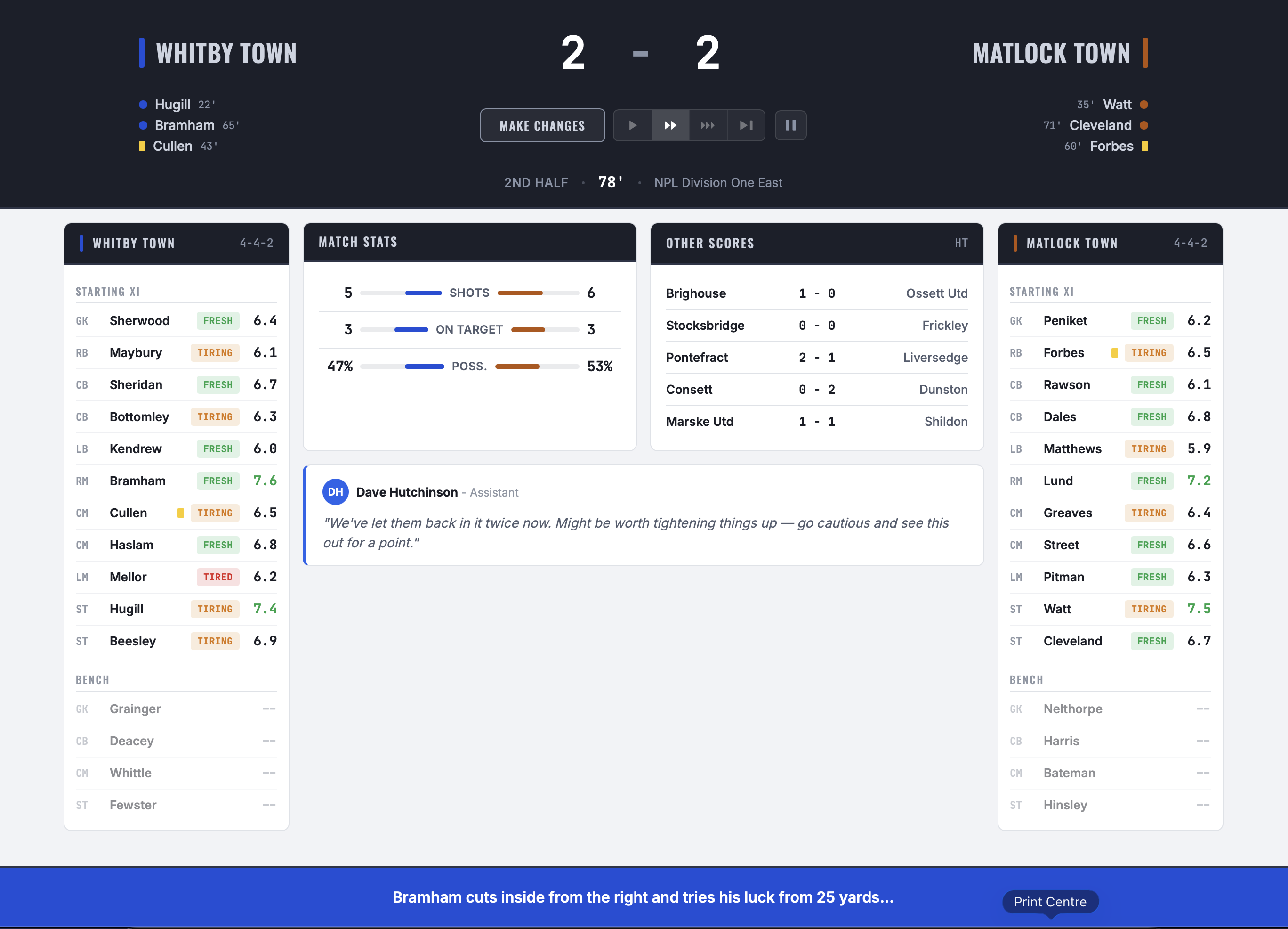 Matchday — Whitby Town 2-2 Matlock Town